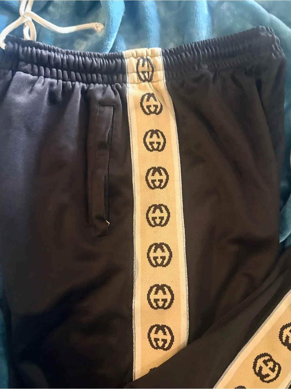 Gucci Black Sweatpants with Gold Side Stripe